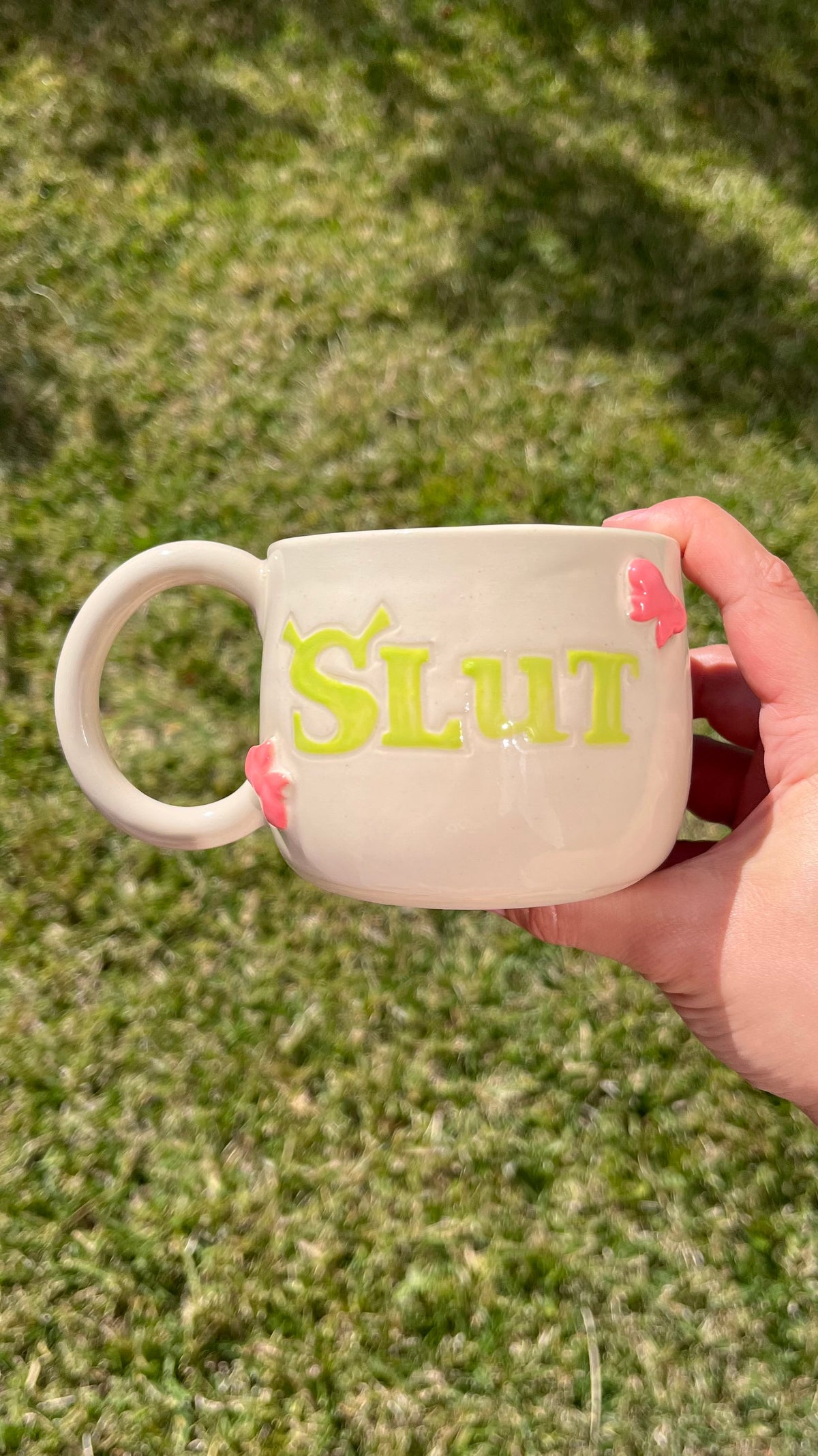 Ribbon Shrek Slut Mug